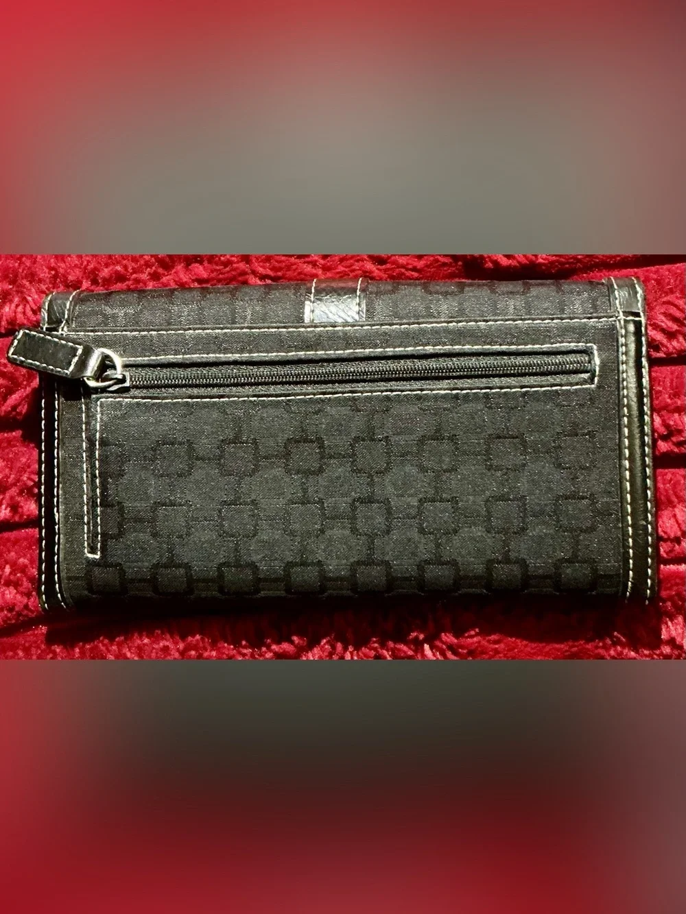 Woman’s Black Buckle-Strap Clutch Wallet